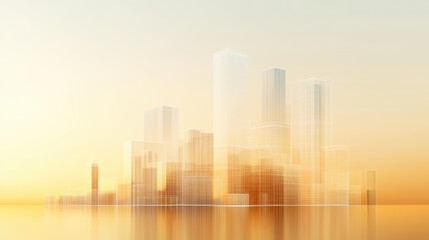 Fototapeta premium Industrial City Model on Yellow Background