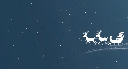 Fototapeta premium Santa Claus Rides His Sleigh Across The Night Sky