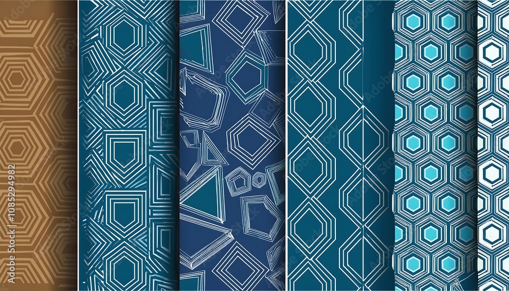 Aufkleber  A set of abstract geometric hexagonal graphic designs featuring seamless patterns and vecto_1(137)