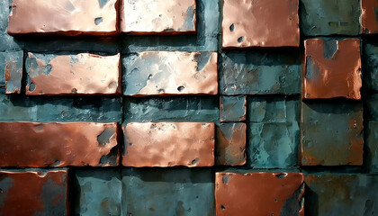 Textured copper wall art in a contemporary gallery showcasing unique craftsmanship