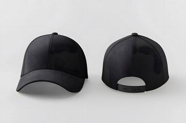 Black Baseball Cap Mockup Front And Back Views