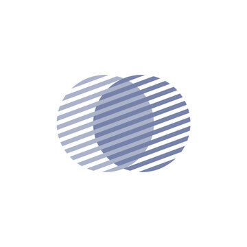 An abstract logo of two circles made of lines connected together 