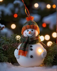 A close-up of a beautifully crafted silver Christmas ornament resting on a polished wooden table. The ornament features intricate frosted designs and delicate glittering patterns. In the background, a