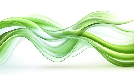 Abstract green wave flowing on white background.
