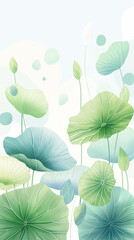 Elegant watercolor painting with lotus as the theme