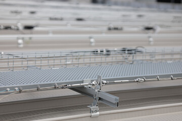 Lifeline system installed on the side of walkway. Lifeline systems are installed to work at heights...