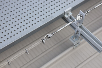 Lifeline system installed on the side of walkway. Lifeline systems are installed to work at heights and prevent falls from heights.