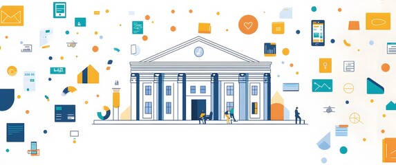 Obraz premium Modern Building Represents Digital Business Operations