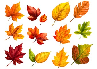 Obraz premium Autumn Leaves Collection Colorful Fall Foliage Display