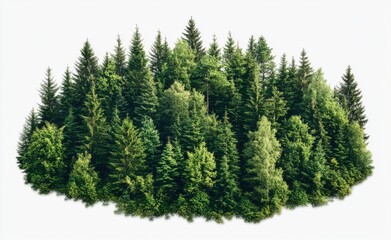 Fototapeta premium realistic photograph of a small forest with tall trees, against a white background