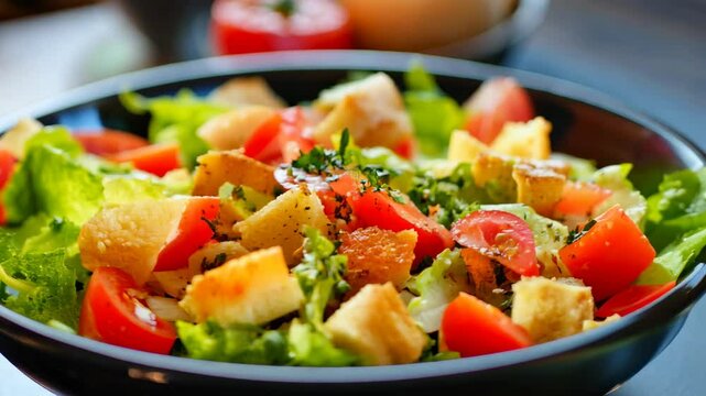 Close-up of fresh caesar salad