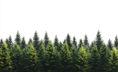 Fototapeta premium realistic photograph of a small forest with tall trees, against a white background