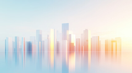 Fototapeta premium City Skyline with Sunrise Light