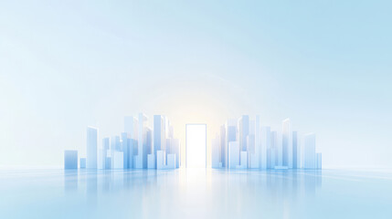 Fototapeta premium Abstract Futuristic Architectural Arrangement on Blue Background