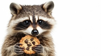 Mischievous Raccoon Holding a Cookie Illustration