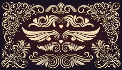  Elegant damask floral logo elements include borders, dividers, frame corners, branches,_1(285)