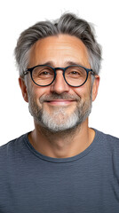 Obraz premium Smiling man with glasses and beard on transparent background