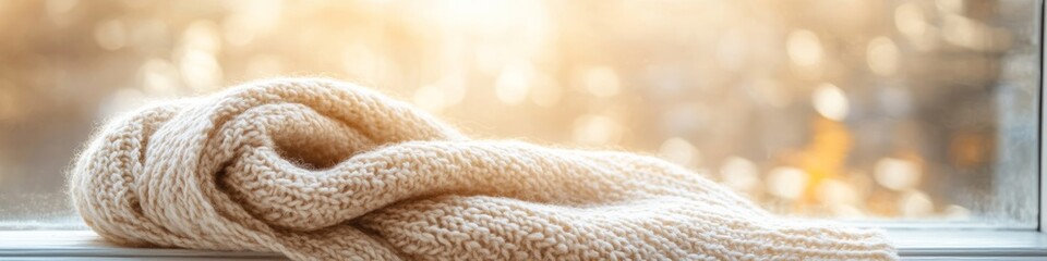 Lightweight shawl drapes elegantly over a cozy surface, featuring a soft knit texture that captures the warm glow of sunlight, perfect for chilly evenings or casual outings.