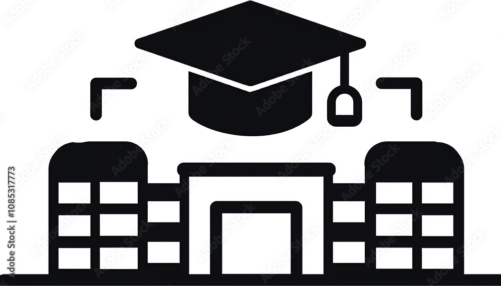 Poster  Icon representing education on a white background used in mobile and web app design, de_1(358)
