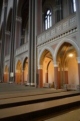 Obraz premium inside the famous Markt Kirche in Wiesbaden, a brick building in neo-Gothic style