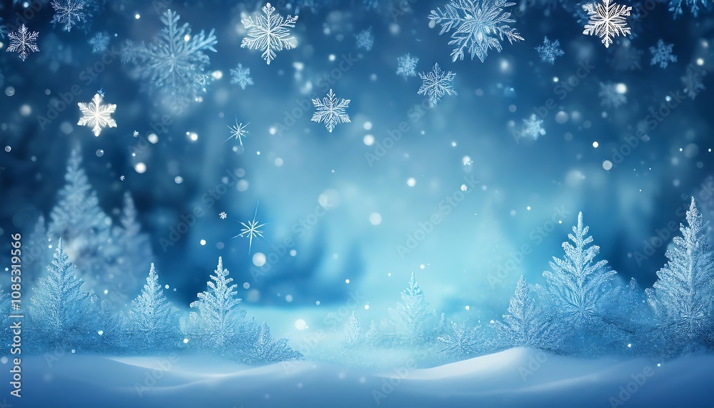 Poster light blue background featuring snowflakes and a peaceful winter scene with space for text _1(376)