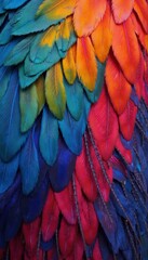 Obraz premium Colorful feather pattern with vibrant hues and detailed textures.