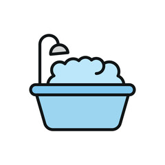 Bathtub vector icon for bathroom and shower in modern or simple style concept templates 