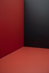 Minimalist Matte Red Floor on Dark Background with Depth