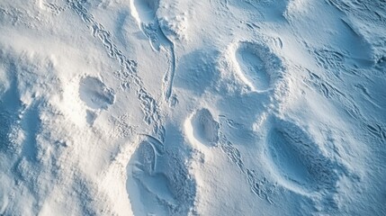 Bird Tracks and Footprints in Fresh Snow