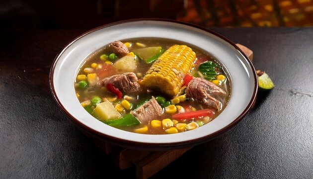  Salvadoran sopa de pata is a hearty soup made with tripe, vegetables, and corn, typically s_1(426)