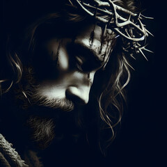 Fototapeta premium Portrait of crucified Jesus