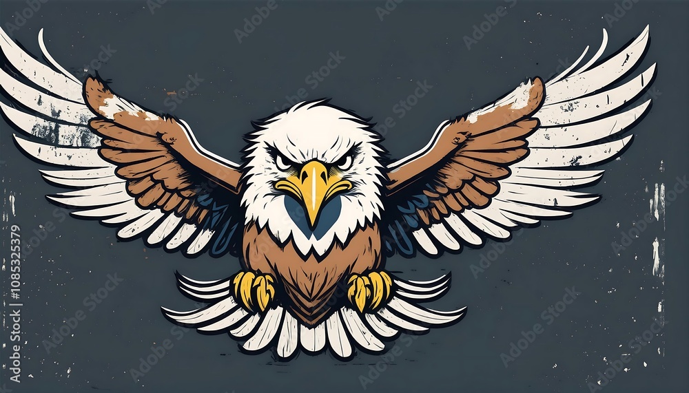 Poster simple vector eagle design with flat style and solid background for a cute kawaii grunge di_1(442)