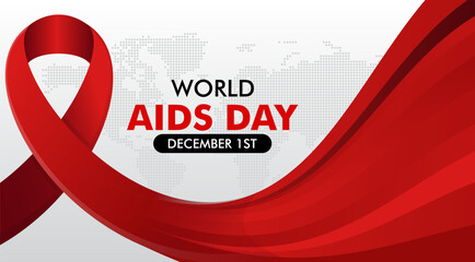 Background to World AIDS Day December 1. World AIDS Day Awareness Campaign. With world map silhouette. Social media world aids day background