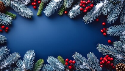  Snowy fir branches, bright red berries, and rustic pinecones create a charming frame ag_1(460)