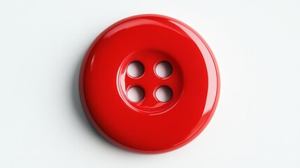 Red Round Button: A single, vibrant red button with four holes against a clean background.  Perfect for crafting, sewing, or design projects.