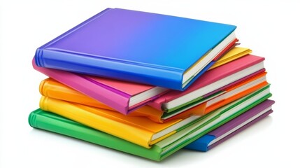 Stack of Colorful Books: A vibrant collection of colorful hardcover books, stacked in a visually appealing arrangement,  ready to inspire and ignite imaginations.  