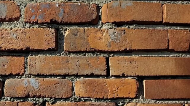 Reddish-brown bricks are stacked in a traditional running bond pattern