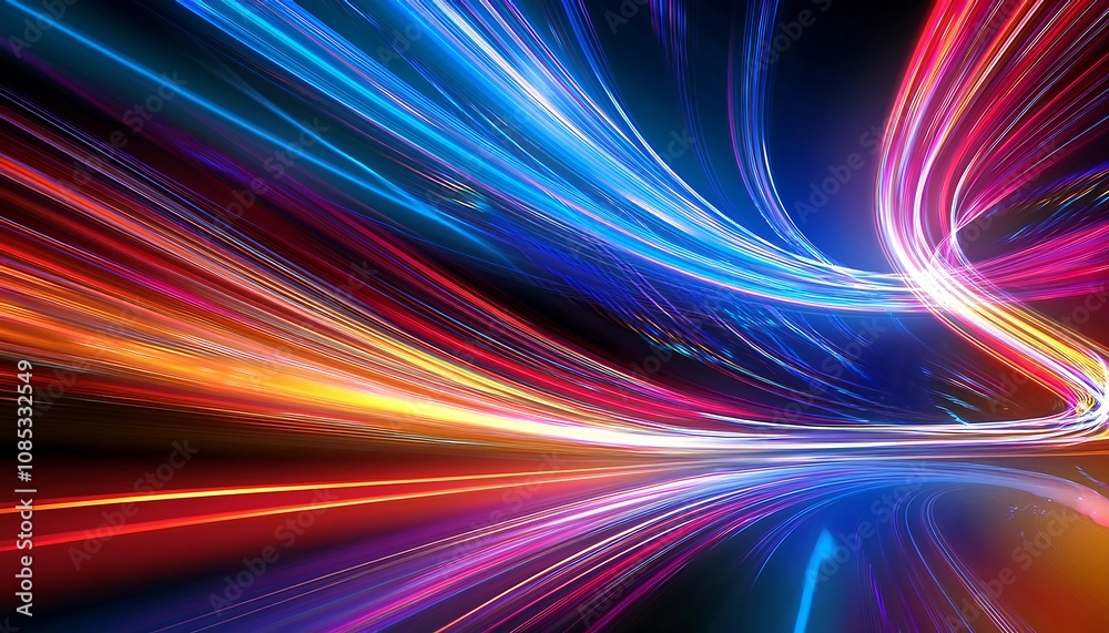Poster  Vibrant colors and dynamic movement are captured in flowing lines of light that convey ener_1(521)