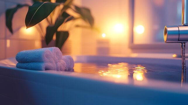 Relaxing bath scene home spa photography cozy atmosphere close-up self-care ritual