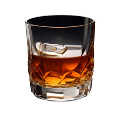whiskey with ice isolated on white background