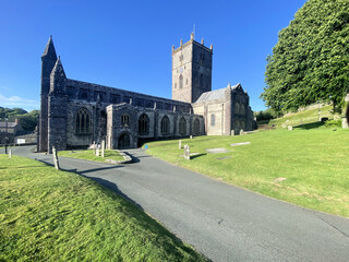 A view of St David's Cathedral in the evening sun