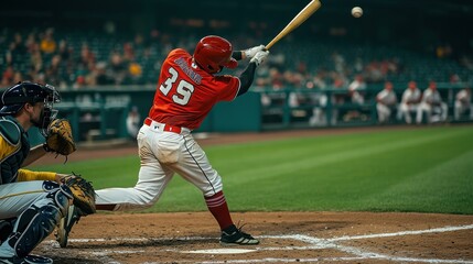 Baseball Player Swinging Bat at a Game