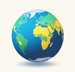 Fototapeta premium Colorful 3D Earth Globe with Yellow and Green Continents on Soft Background Ideal for Educational, Travel and Environmental Themes in Stock Photography