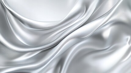 Abstract Silver Fabric Drapery with Smooth, Flowing Lines