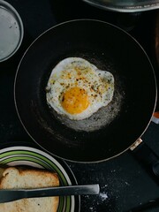 fried egg in a frying pan