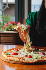 Fresh and juicy pizza with filling