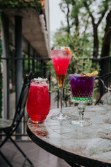 Cool and fresh cocktails with different flavors
