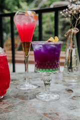 Cool and fresh cocktails with different flavors