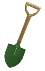 Plastic spade toy isolated on white background