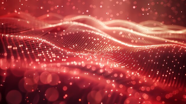Digital technology Red abstract line particle illustration poster background